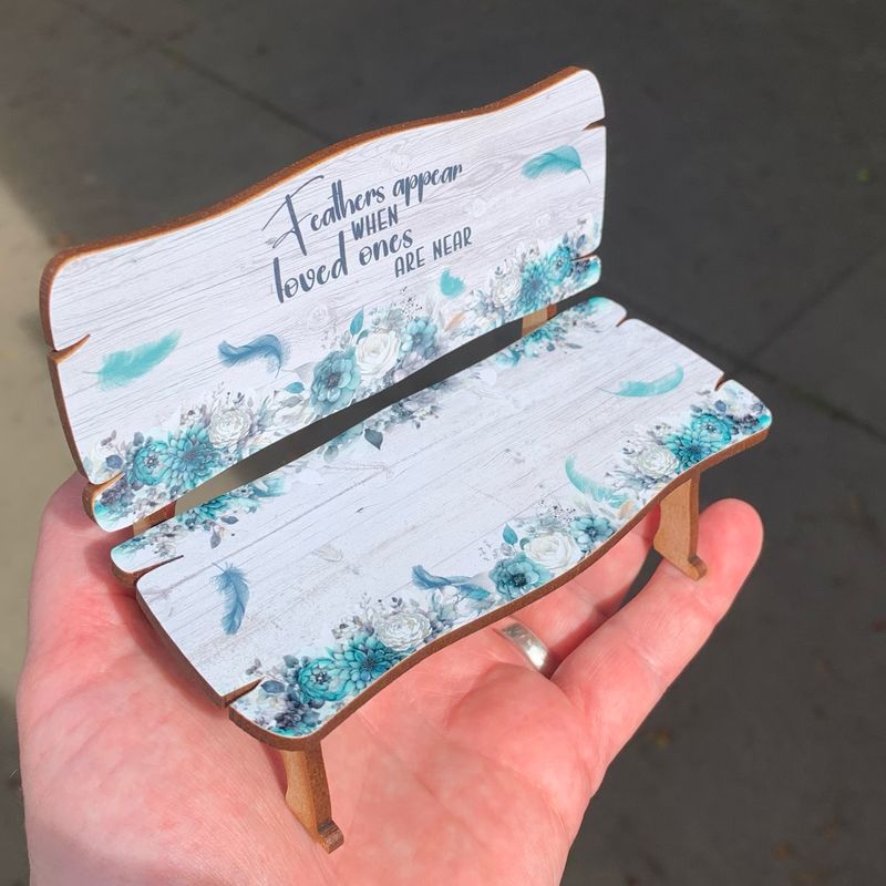 Memorial Bench - Feathers Appear When Loved Ones Are Near (2 Options)
