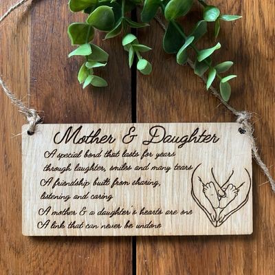 Mother & Daughter Special Bond engraved hanging decoration