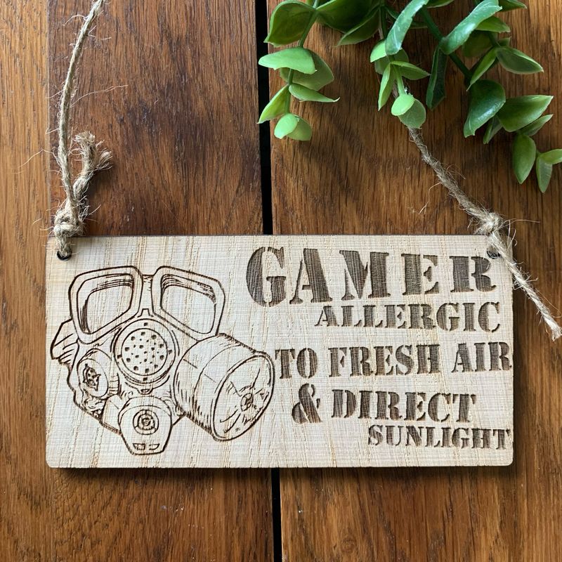 Gamer Allergic To Fresh Air engraved hanging decoration