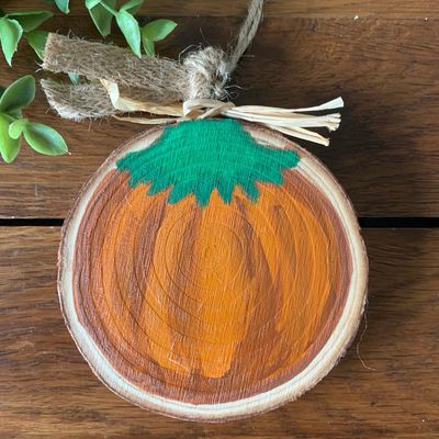Hand-painted Rustic Pumpkin Wood Slice Hand-painted Rustic Pumpkin Wood Slice