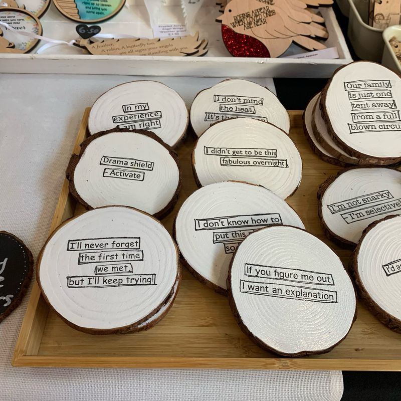 Quirky Quotes Wood Slice Coaster
