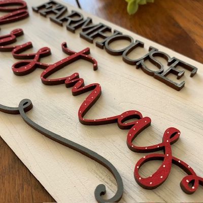 Hand-painted Farmhouse Christmas Hanging Plaque Hand-painted Farmhouse Christmas Hanging Plaque