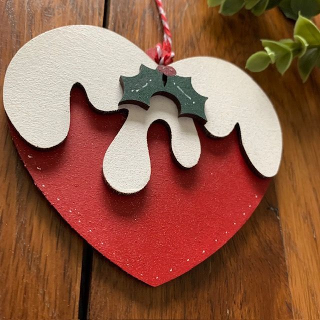 Heart shaped Christmas pudding hanging decoration