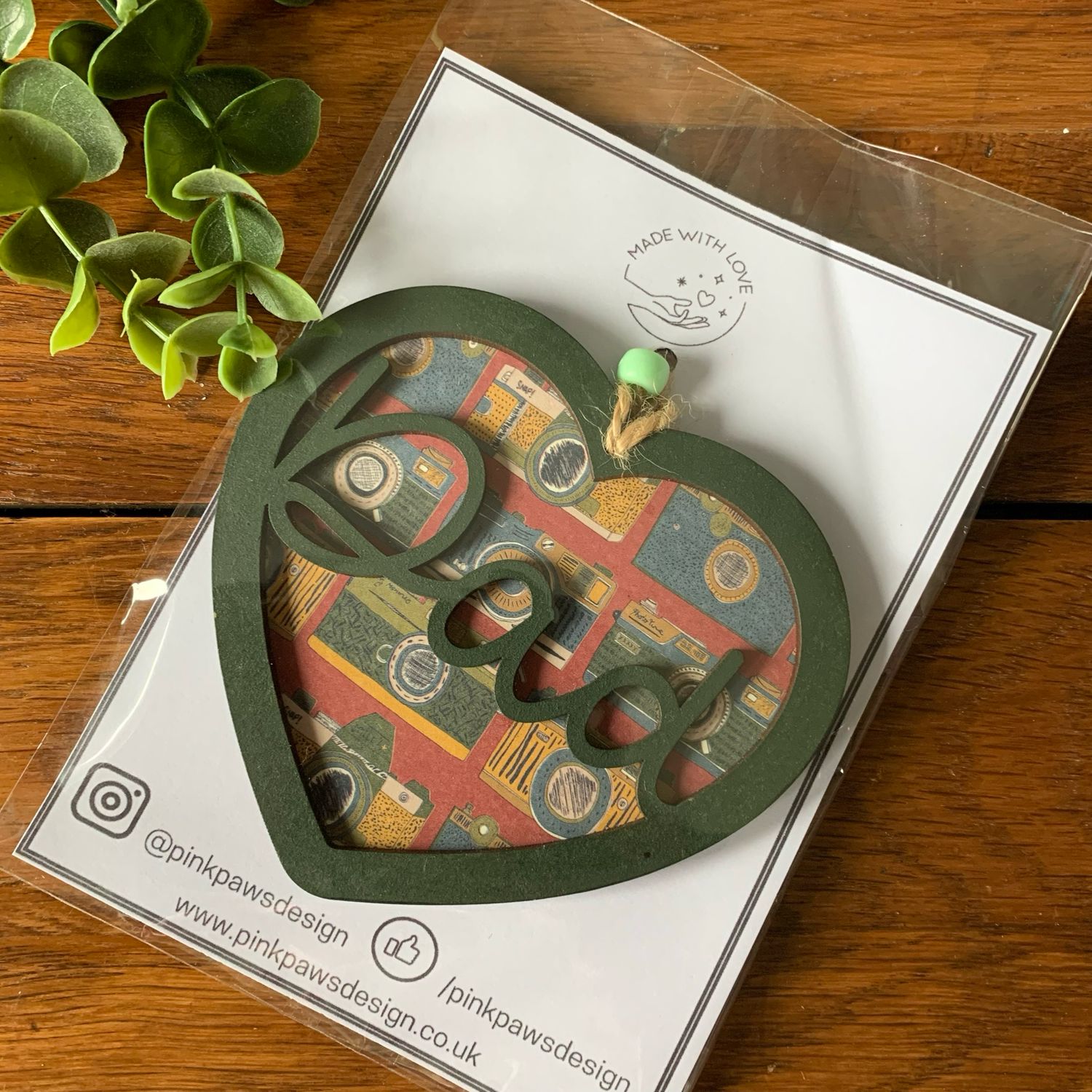 Dad Camera Themed hanging heart