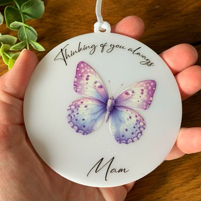 Purple Butterfly Memorial Hanging - Thinking Of You Always Mam