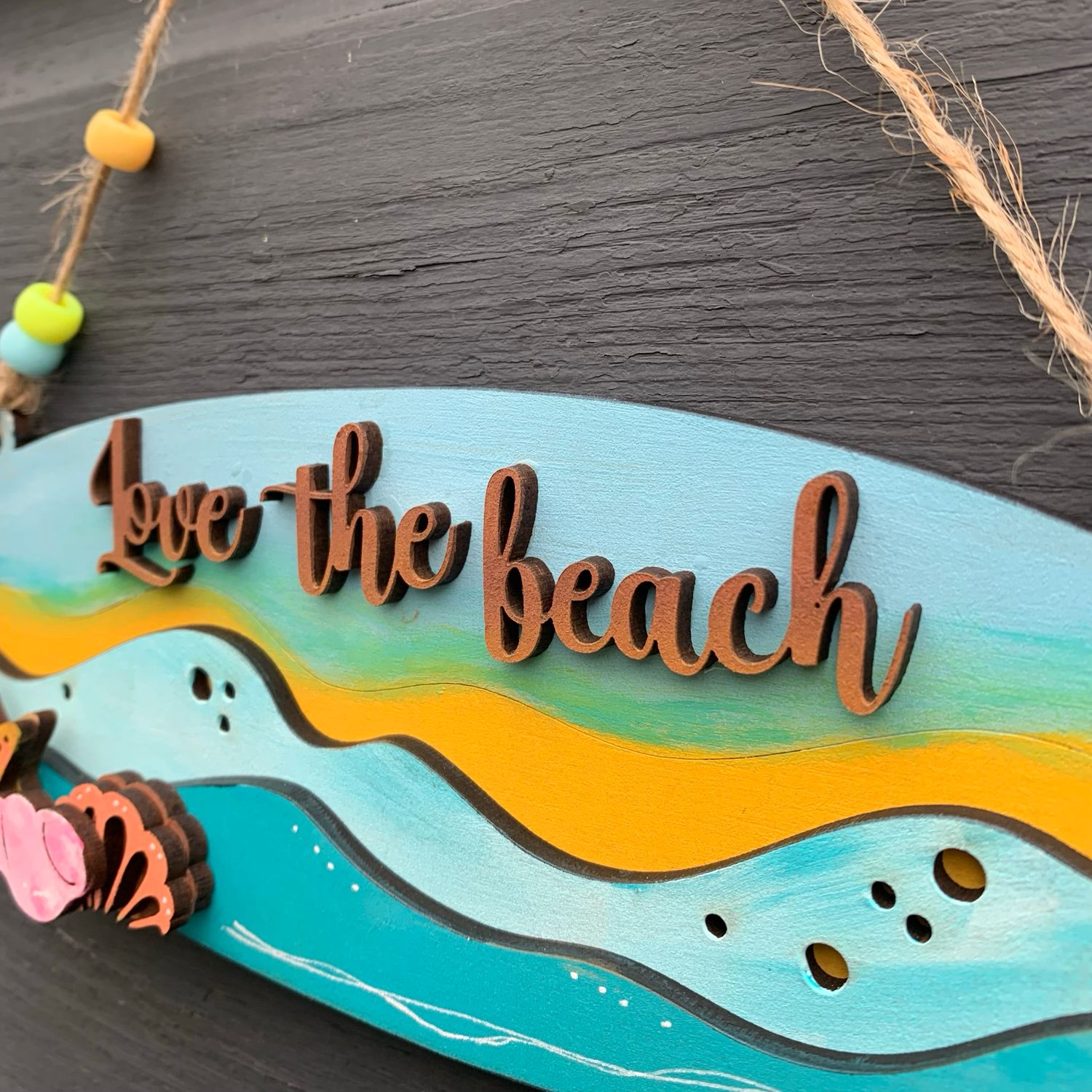 Hand painted Surf Board ‘Love The Beach’ Waves