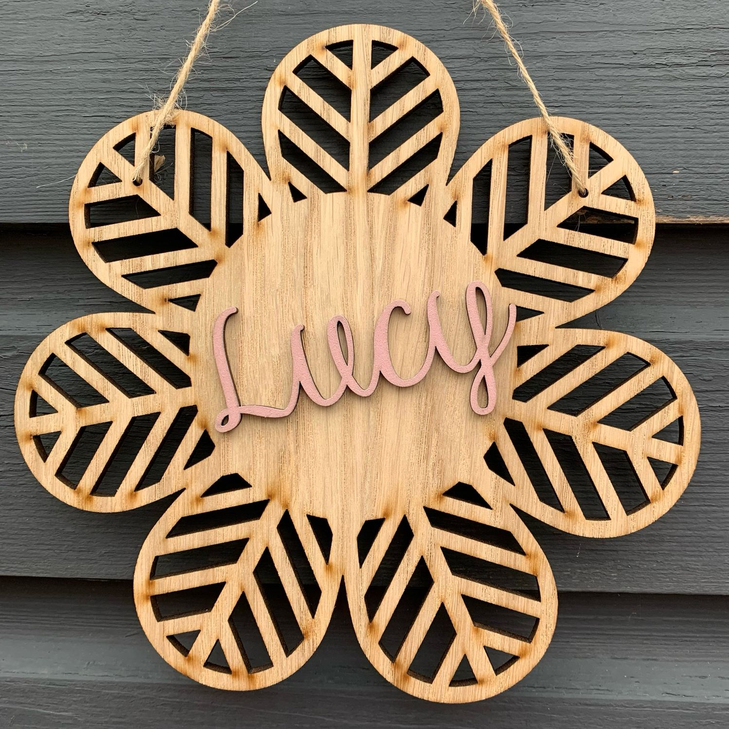 Personalised Floral Plaque - Geometric Themed