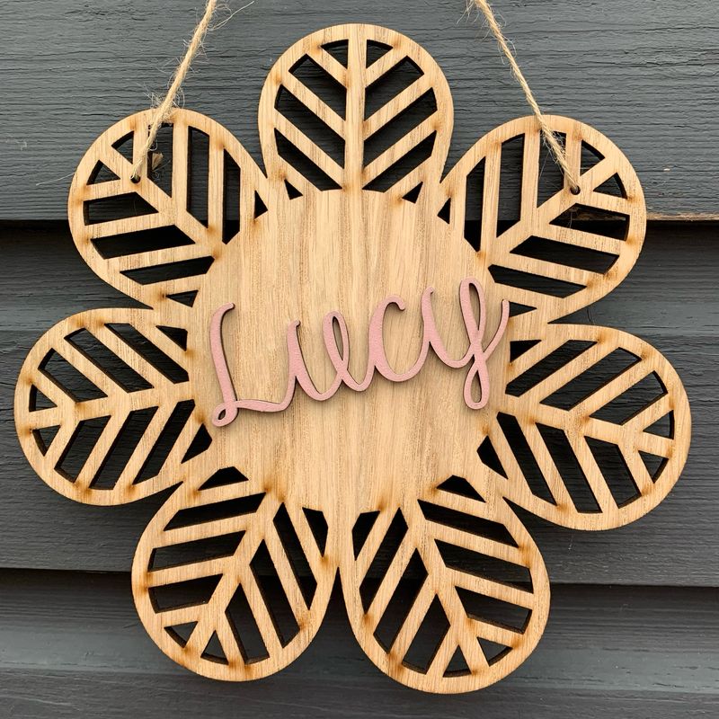 Personalised Floral Plaque - Geometric Themed