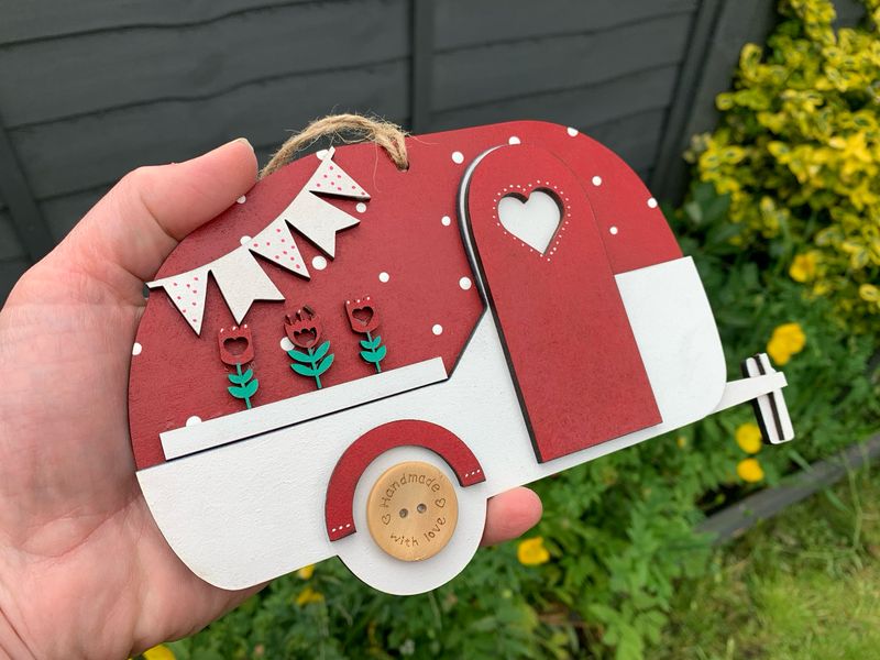 Ruby Red Vintage Style Caravan Decoration