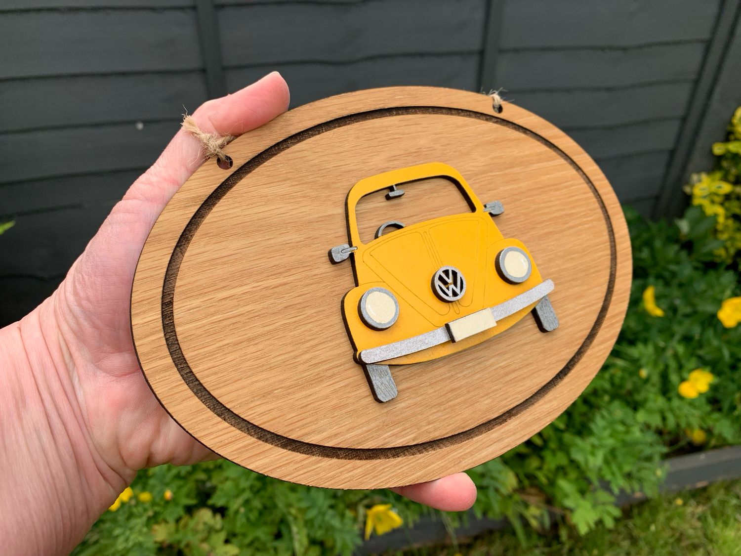 Personalised Handpainted And Engraved VW Beetle Car Plaque