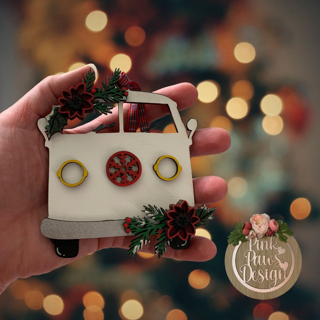 Hand-painted Limited Edition Hand-Painted Festive Campervan Decoration
