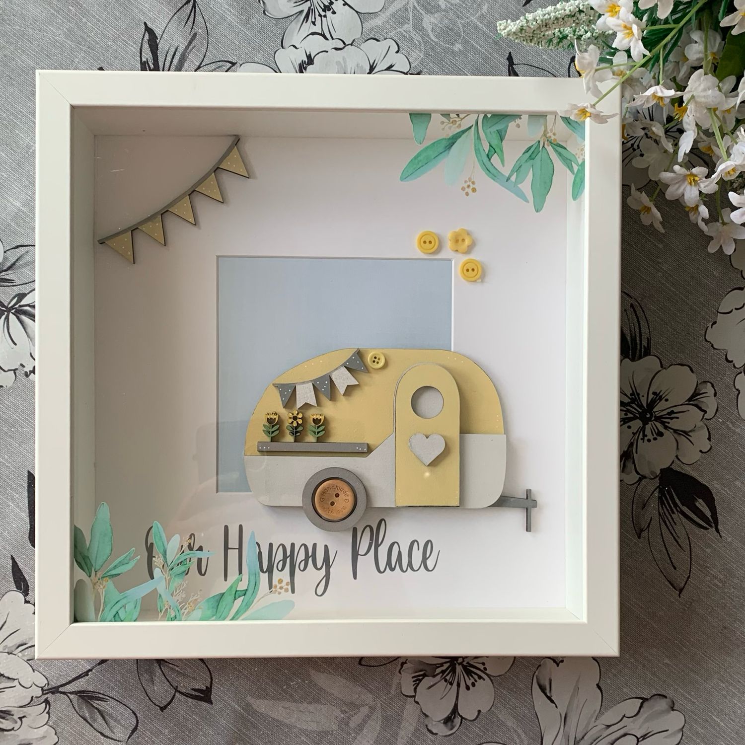 'Our Happy Place' Caravan, Motor home, Camper Themed Box frame