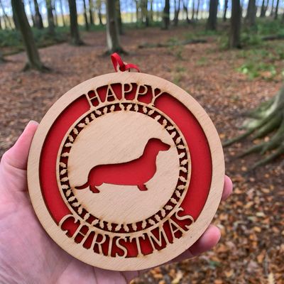 Dachshund dog birch 12.5cm hanging decoration Dachshund dog birch 12.5cm hanging decoration