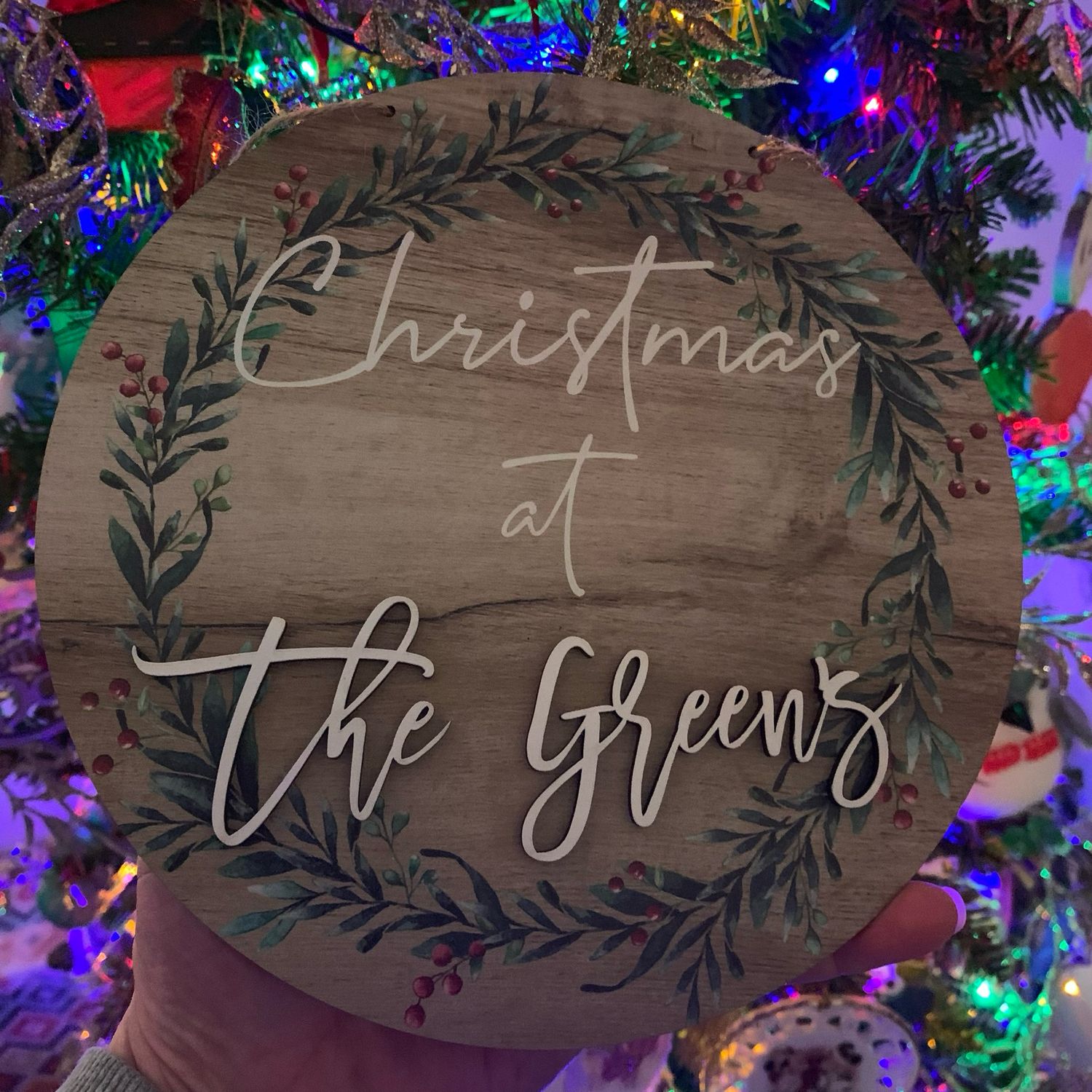 Personalised Circle Plaque - Christmas At...foliage Personalised Circle Plaque - Christmas At...foliage