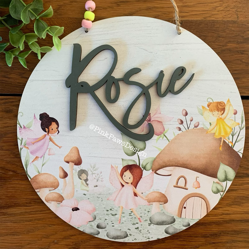 Personalised Circle Plaque - Fairy themed