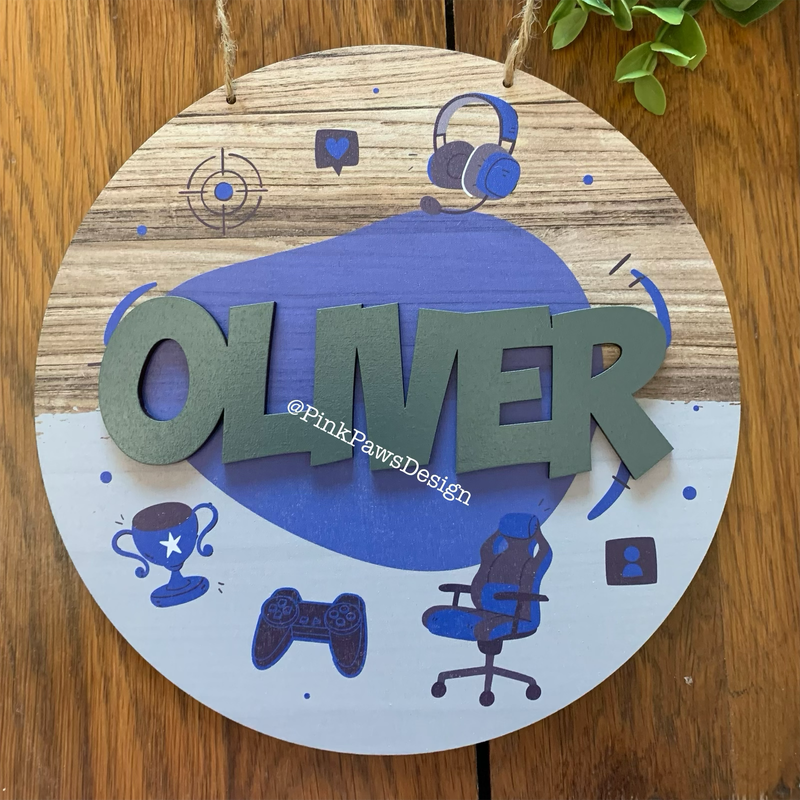 Personalised Circle Plaque - Gaming themed