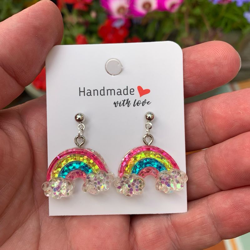 Handmade Glitter Rainbow Earrings
