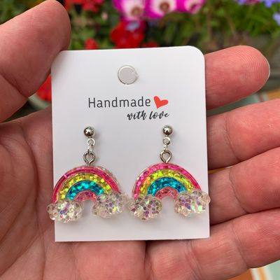 Handmade Glitter Rainbow Earrings