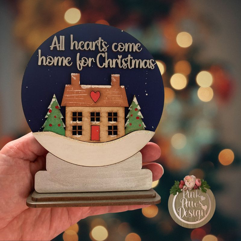 Hand-painted Freestanding All Hearts Come Home For Christmas Display