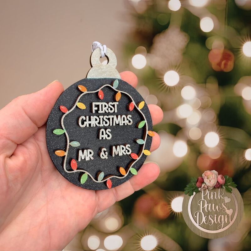 Hand-Painted First Christmas Couple Mr & Mrs