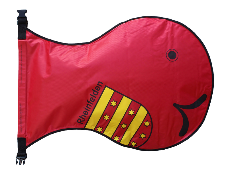 Wickelfisch gross (L) mit Rheinfelder Wappen (rot) Wickelfisch gross (L) mit Rheinfelder Wappen (rot)