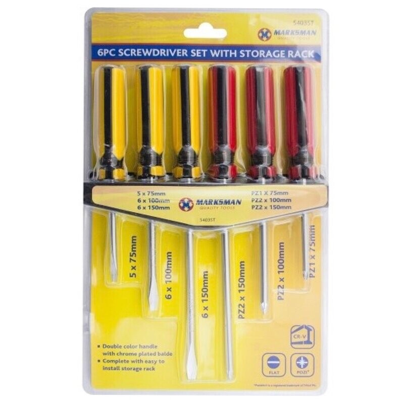 Screwdriver Set With Storage Rack 6pc