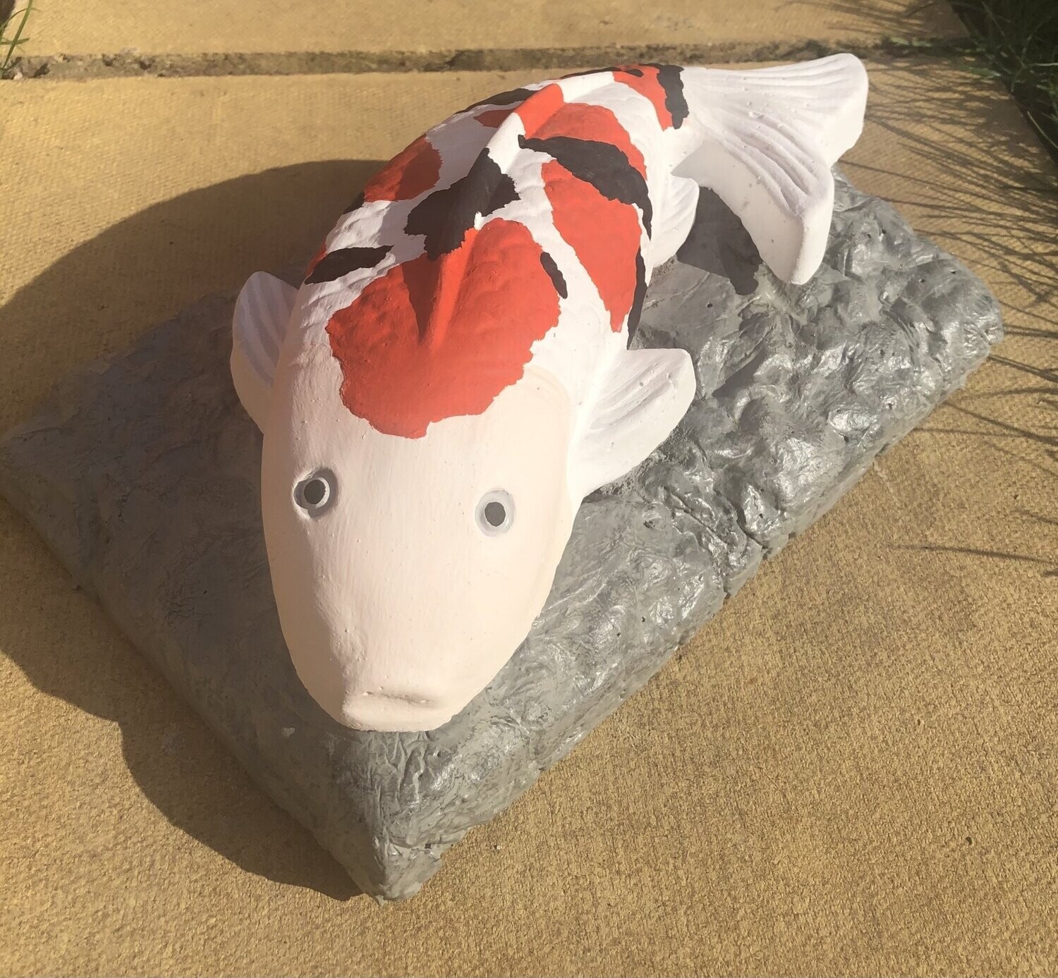 Koi On Rock Garden Ornaments (Concrete)