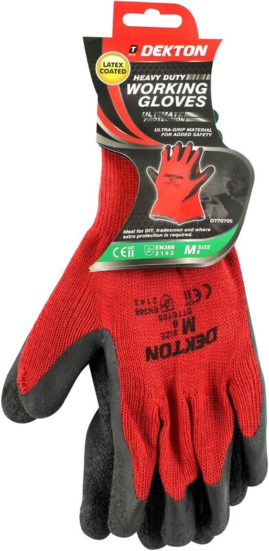 Heavy Duty Working Gloves Black/Red Latex 8/M