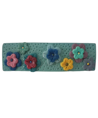 Polymer Clay Turquoise Floral Barrette