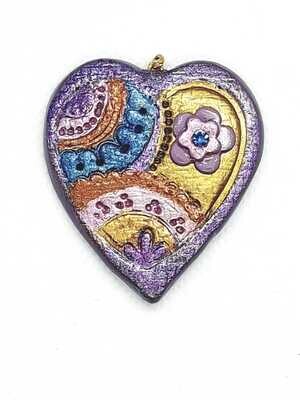 Polymer Clay 4.5 cm purple and pink heart