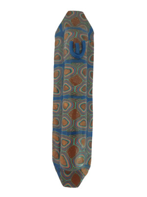 Mezuzah Case 10cm. Blue and Gold MidEastern Pattern