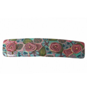 Millefiori Polymer Clay Barrette with Red Roses