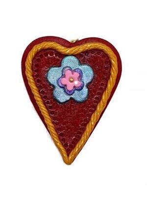 Polymer clay ruby red heart