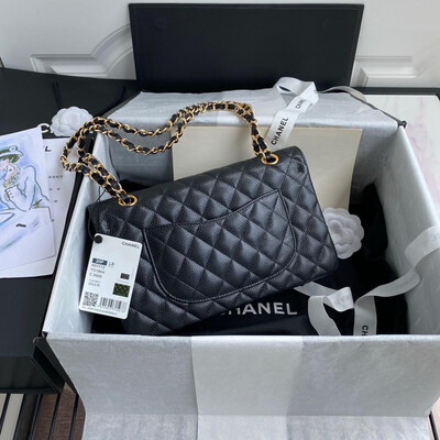 Medium Double Flap Bag Caviar Leather Gold Hardware (Orginal Quality)
