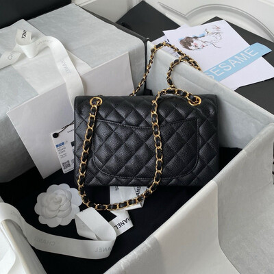 Small Double Flap Bag Caviar Leather Gold Hardware (Orginal Quality)