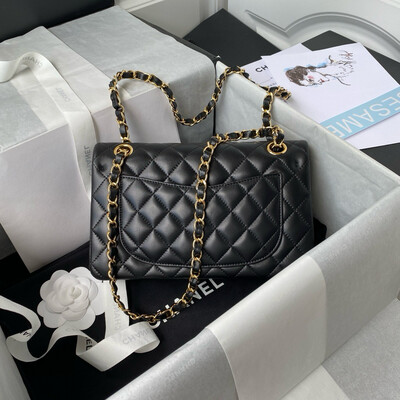 Small Double Flap Bag Lambskin Leather Gold Hardware (Orginal Quality)