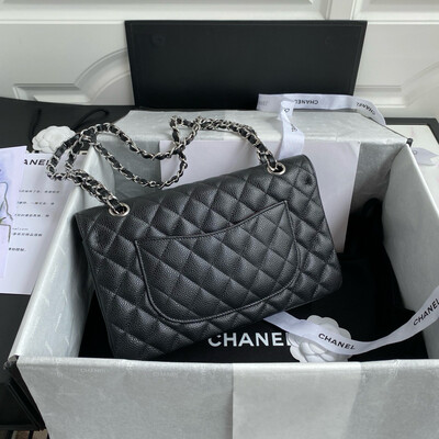 Medium Double Flap Bag Caviar Leather Silver Hardware (Orginal Quality)