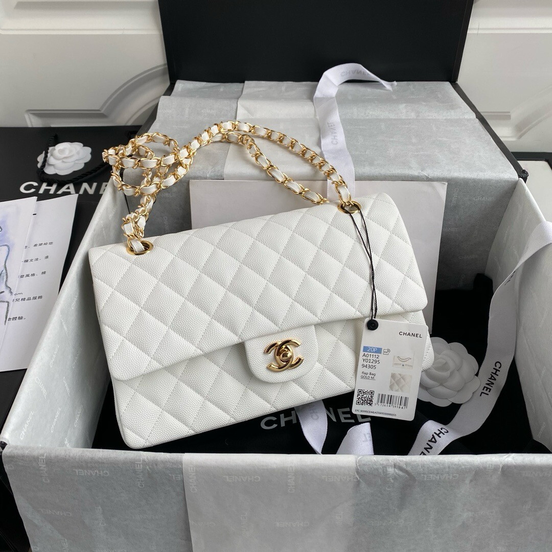 Medium Double Flap Bag Caviar Leather Gold Hardware (Orginal Quality)
