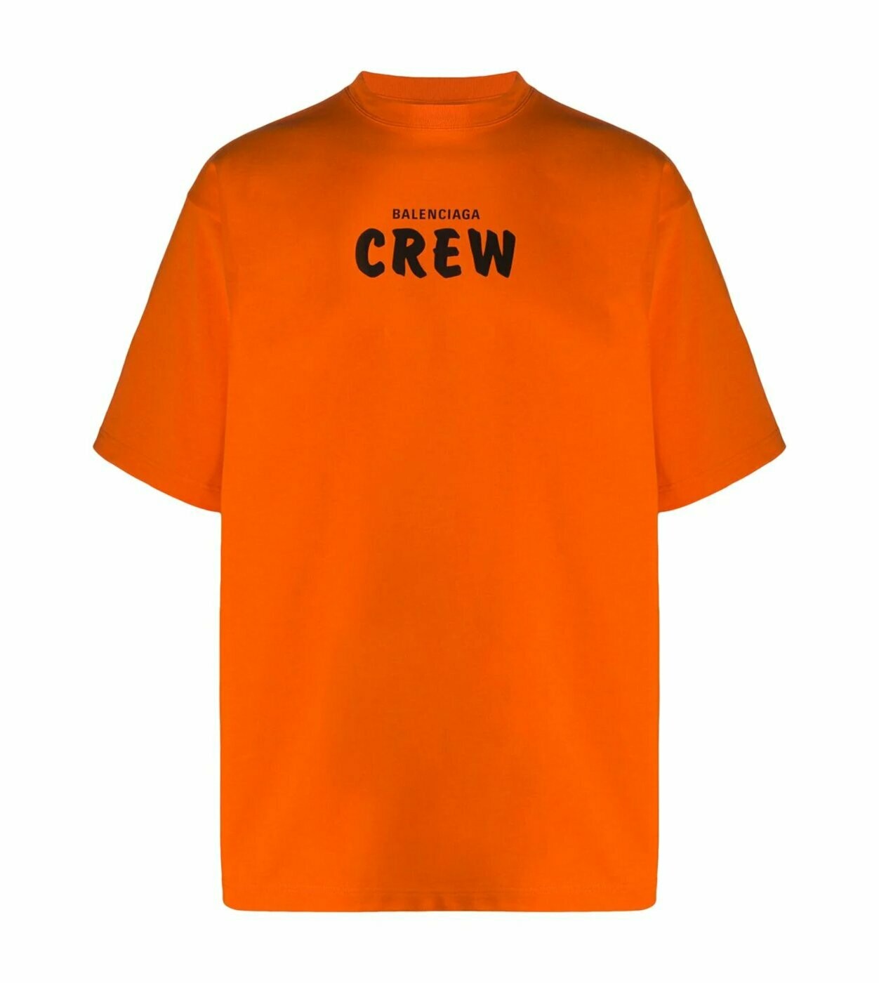 Balenciaga Crew Print Logo T-Shirt In Orange Cotton