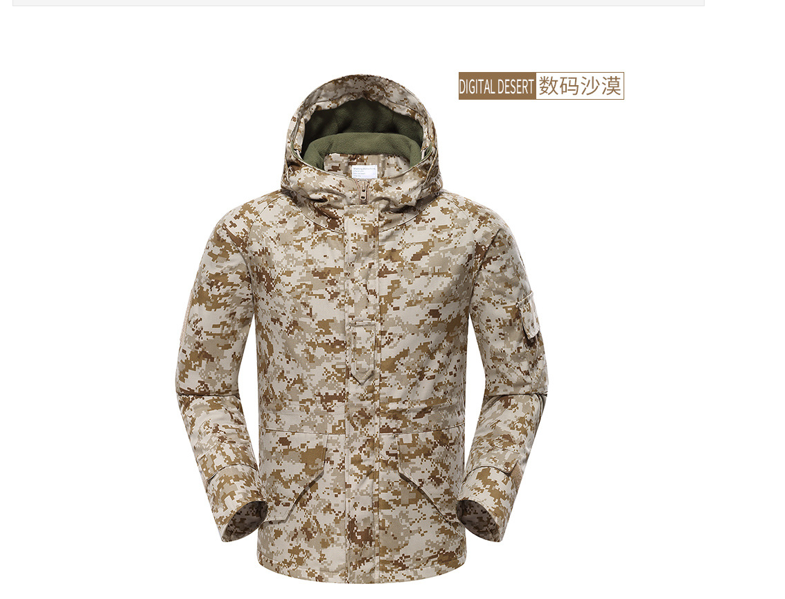 Fleece camouflage jacket autumn and winter tide men's warm windbreaker crepe tactical camouflage jacket