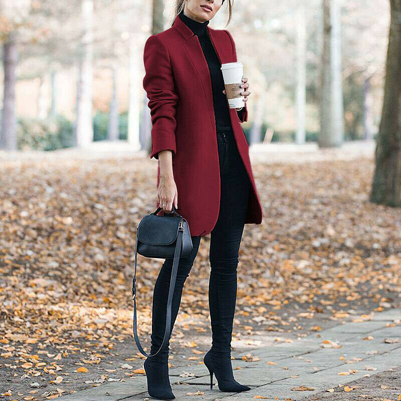 Long Wool Coat Warm Elegant Winter Coat Female Plus Size