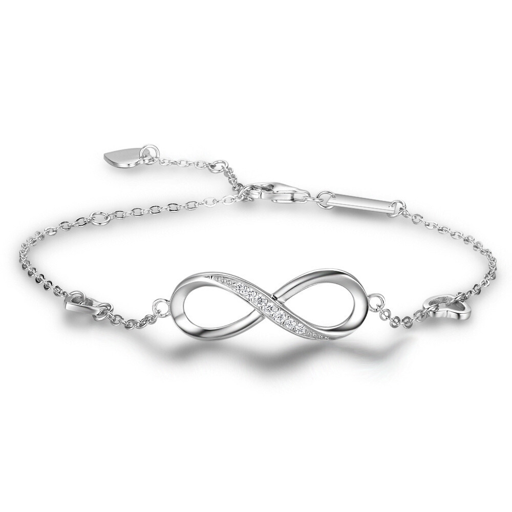 Infinite Love 925 Sterling Silver Bracelets For Women Wedding Adjustable Bracelets & Bangles Anniversary Gift(JewelOra BA102057)
