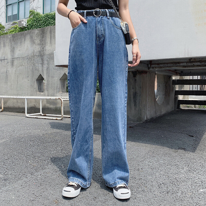 Straight hole Korean style mopping long pants