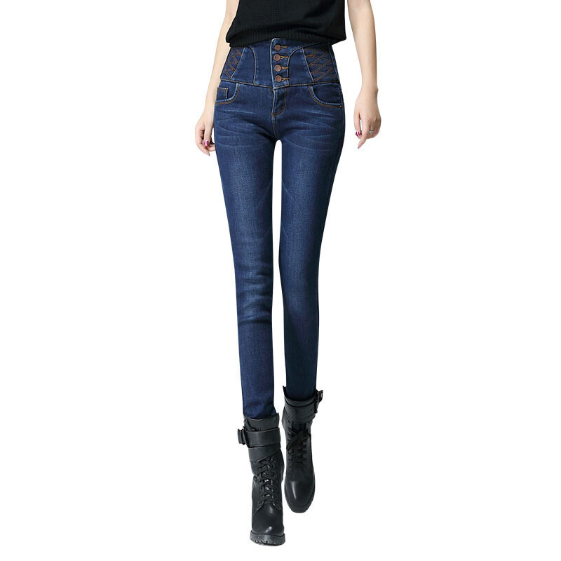 new jeans trouser waist with Velvet Thin feet thick pencil pants