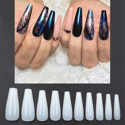 Transparent natural color ballet fake nails