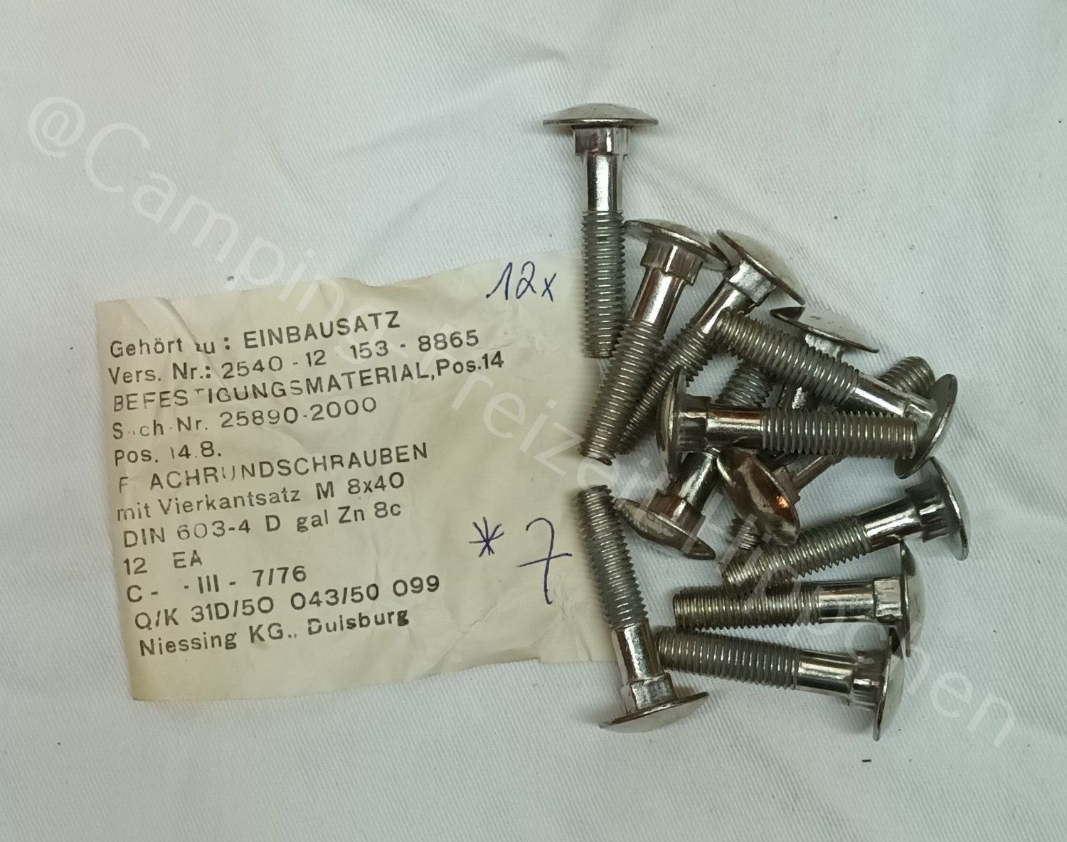 Flachrundschrauben m. Vierkantsatz M8x40 (Nr.7)