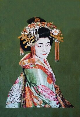 Gobelin-Bild Geisha grün von Alison Wright 95x140cm