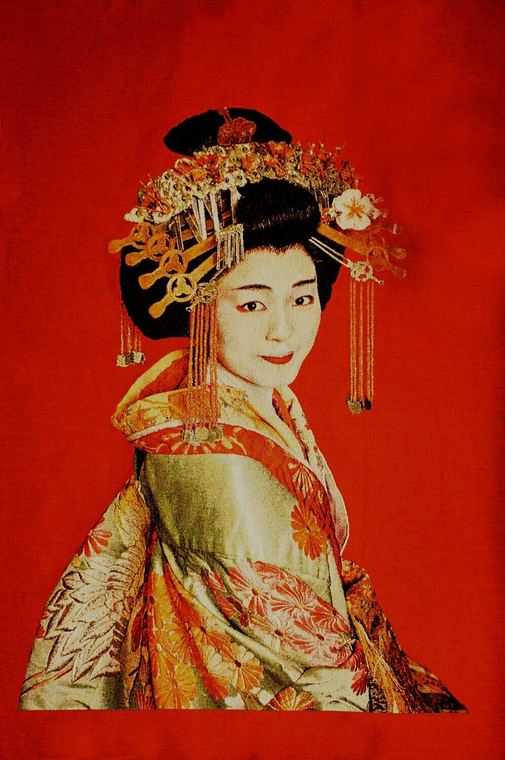 Gobelin-Bild Geisha rot von Alison Wright 95x140cm