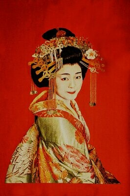 Gobelin-Bild Geisha rot von Alison Wright 95x140cm