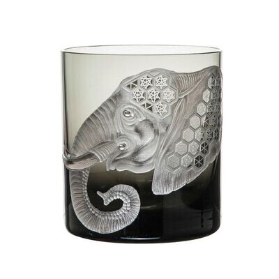 Glas Double Old Fashioned "African Safari - Elephant", smoke (Platin vergoldet)